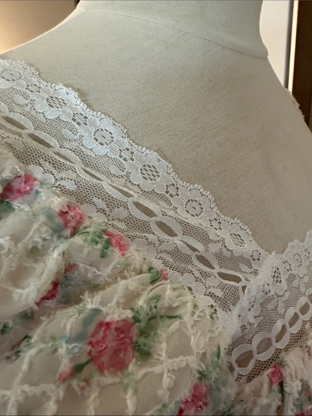 For Love & Lemons Cream Mini Dress with Pink Floral Print - Picture 7 of 13